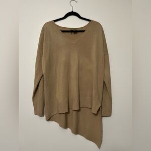 New Directions XL Asymmetrical Hem Sweater Camel‎ Tan Long Sleeve Knit